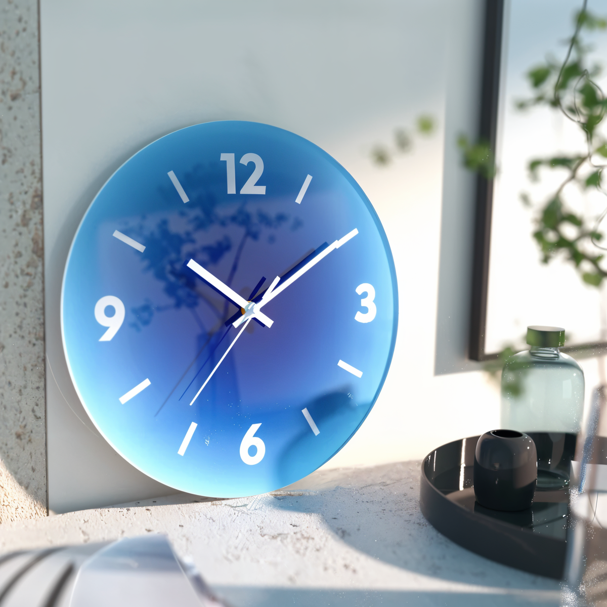 Glazen Wandklok Rond Stil Mechanisme Kleurverloop Design 30cm 35cm Woonkamer Kantoor Kinderkamer Decoratief | Sansoti