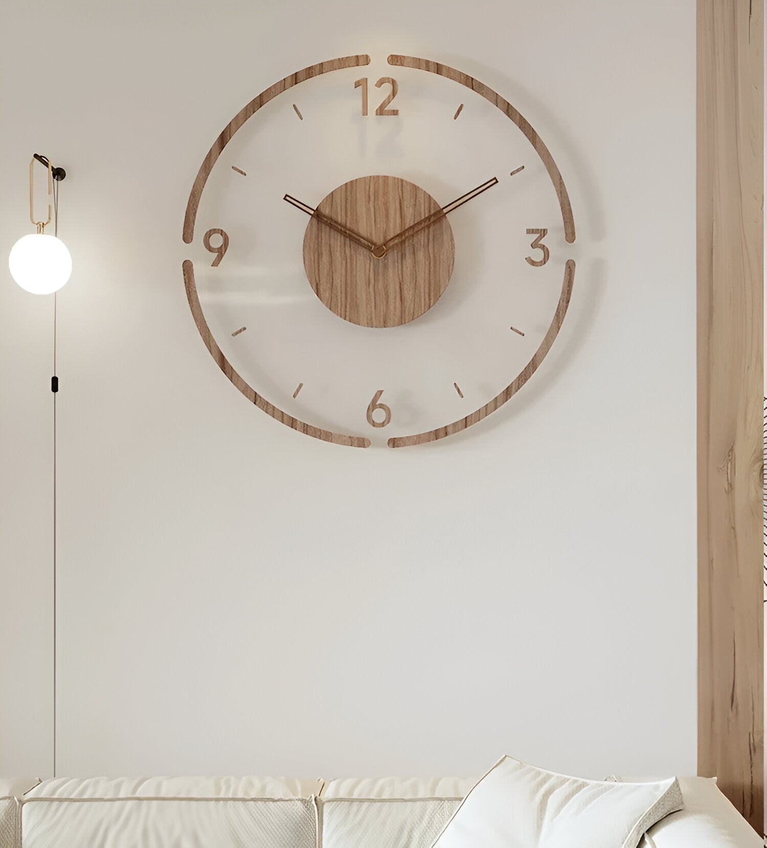 Minimalistische Wandklok Hout Acryl Stil Uurwerk 30-35cm Scandinavisch Interieur Modern Design Klok | Sansoti