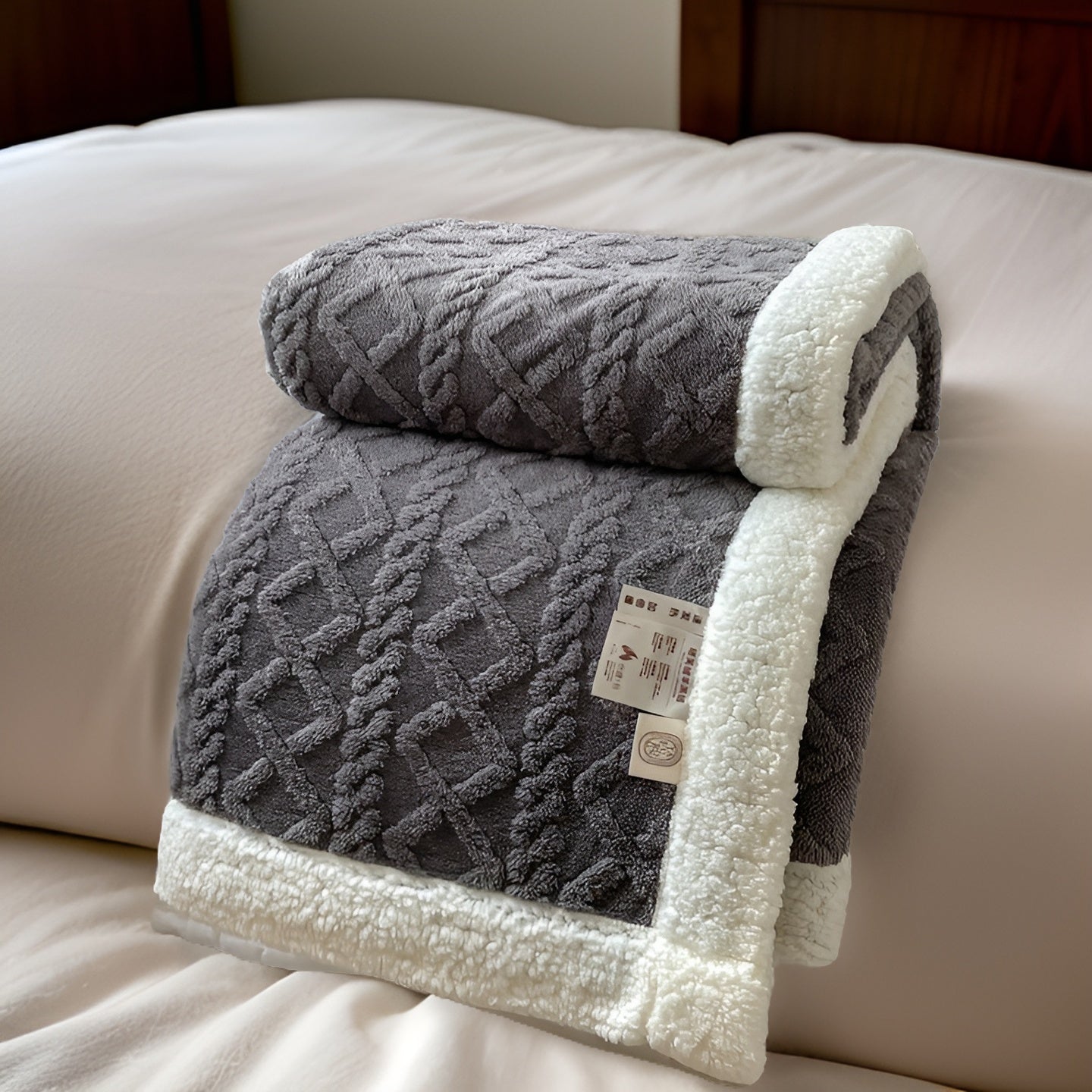 Fleecedeken Tweezijdig Polyester Grijs Wit Bank Bed Warm Deken 100x150 150x200 200x230 cm Zacht Plaid Winterdeken Sherpa Deken | Sansoti
