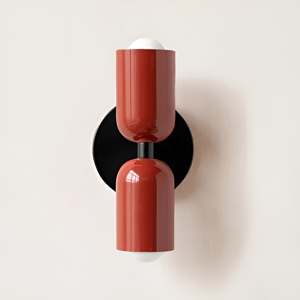 Wandlamp Metaal Kunststof Dubbelzijdig Rood Beige Wandverlichting Binnen LED E27 Slaapkamer Woonkamer Design Lamp | Sansoti