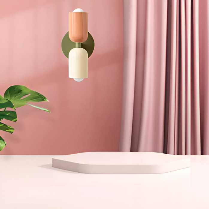 Wandlamp Metaal Kunststof Dubbelzijdig Rood Beige Wandverlichting Binnen LED E27 Slaapkamer Woonkamer Design Lamp | Sansoti