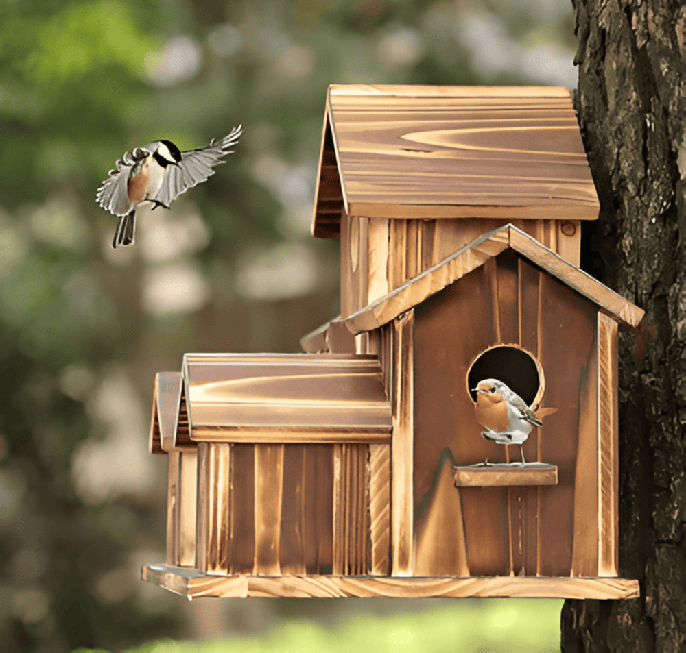 Vogelhaus aus Holz 20x14x15cm Natürliches Nistkasten für Garten, Balkon und Terrasse, zum Aufhängen, Vogelunterkunft, Vogelpflege | Sansoti