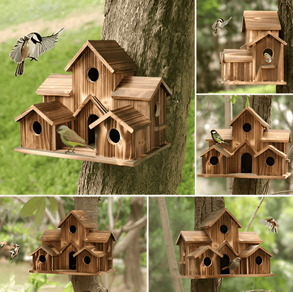 Vogelhaus aus Holz 20x14x15cm Natürliches Nistkasten für Garten, Balkon und Terrasse, zum Aufhängen, Vogelunterkunft, Vogelpflege | Sansoti