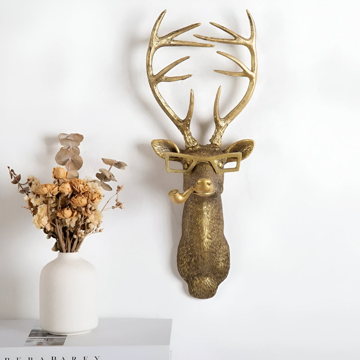 Wandhaak Dierenkop Kunsthars Sculptuur Hal Woonkamer Decoratief Opbergen Brons Messing Vintage Design | Sansoti
