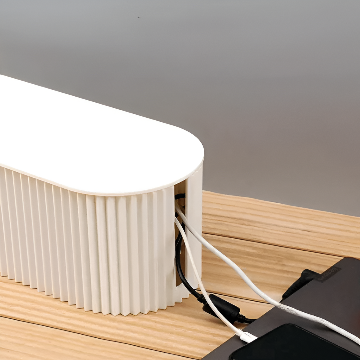 Kabel Opbergbox Met Deksel Geribbeld Design Kunststof 33cm Groen Wit Bruin | Sansoti