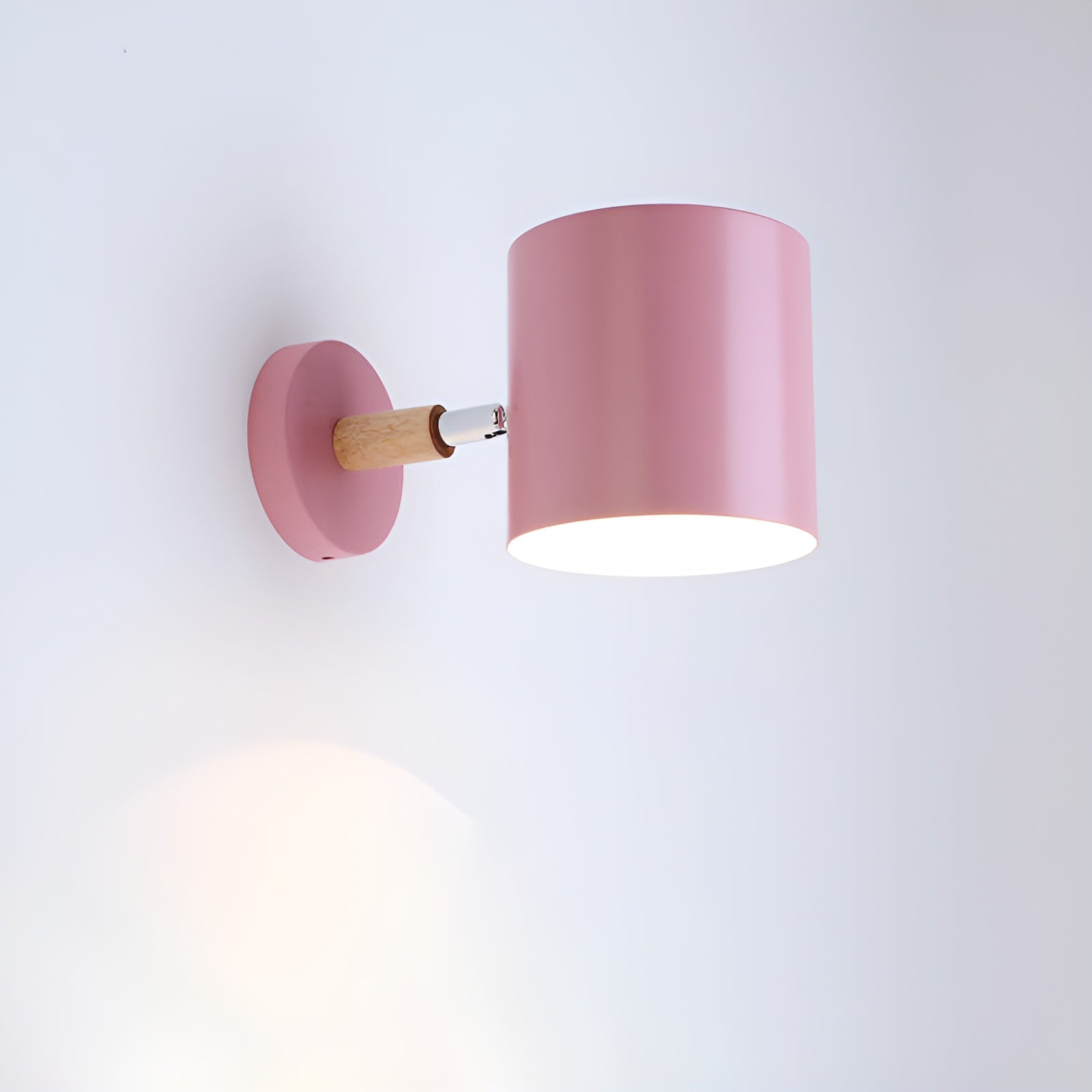 Wandlamp Metaal Hout Roze Verstelbaar 13x14 cm E27 Binnenverlichting Slaapkamer Kinderkamer Bedlamp Scandinavisch | Sansoti