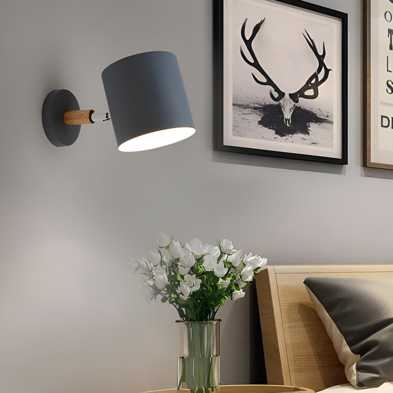 Wandlamp Metaal Hout Roze Verstelbaar 13x14 cm E27 Binnenverlichting Slaapkamer Kinderkamer Bedlamp Scandinavisch | Sansoti