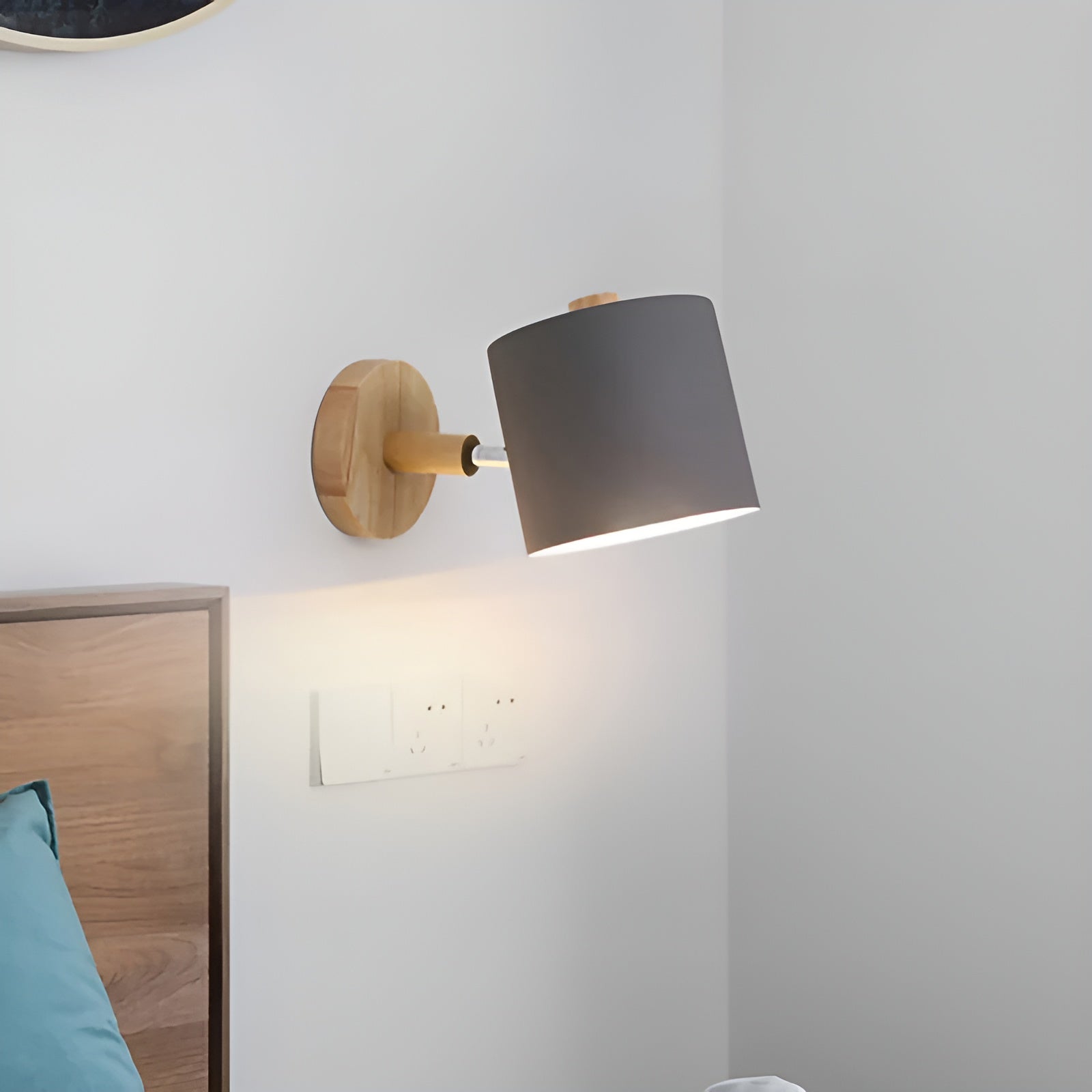 Wandlamp Metaal Hout Roze Verstelbaar 13x14 cm E27 Binnenverlichting Slaapkamer Kinderkamer Bedlamp Scandinavisch | Sansoti