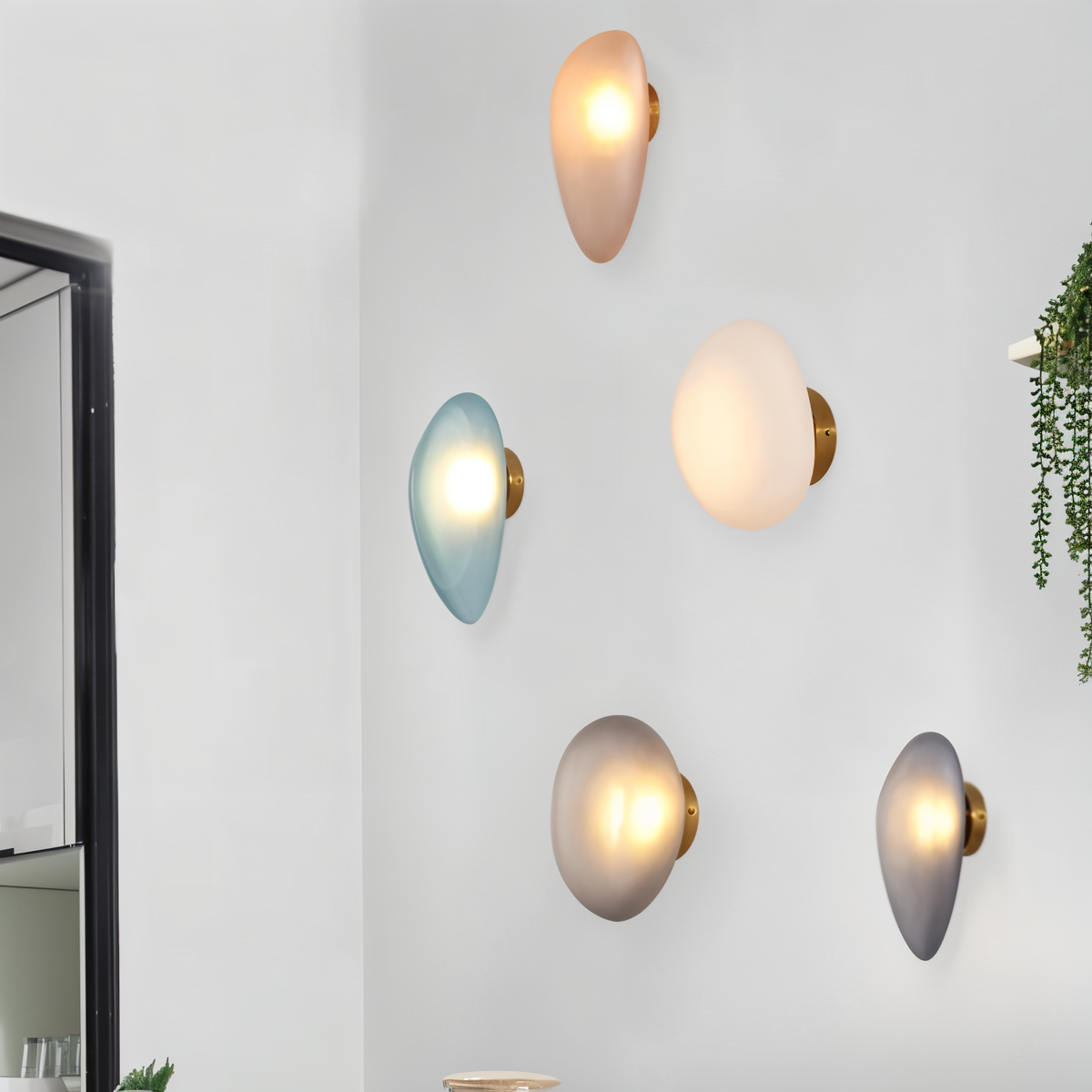 Glas-Wandleuchte LED Warmes Licht Metallrand Wohnzimmer Schlafzimmer Flur Skandinavisches Design Modernes Interieur | Sansoti