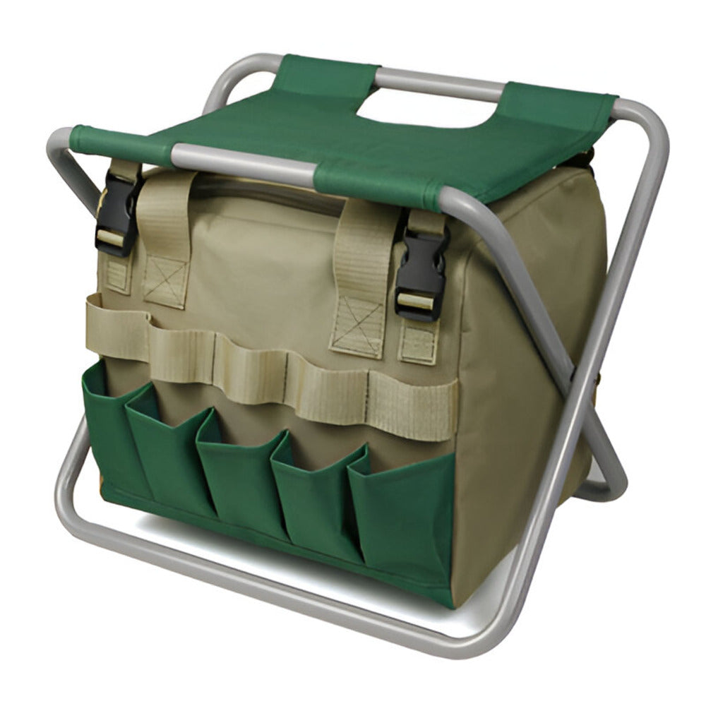 Gartengeräte-Set 6-teilig mit Klapphocker und Tasche | Restfield