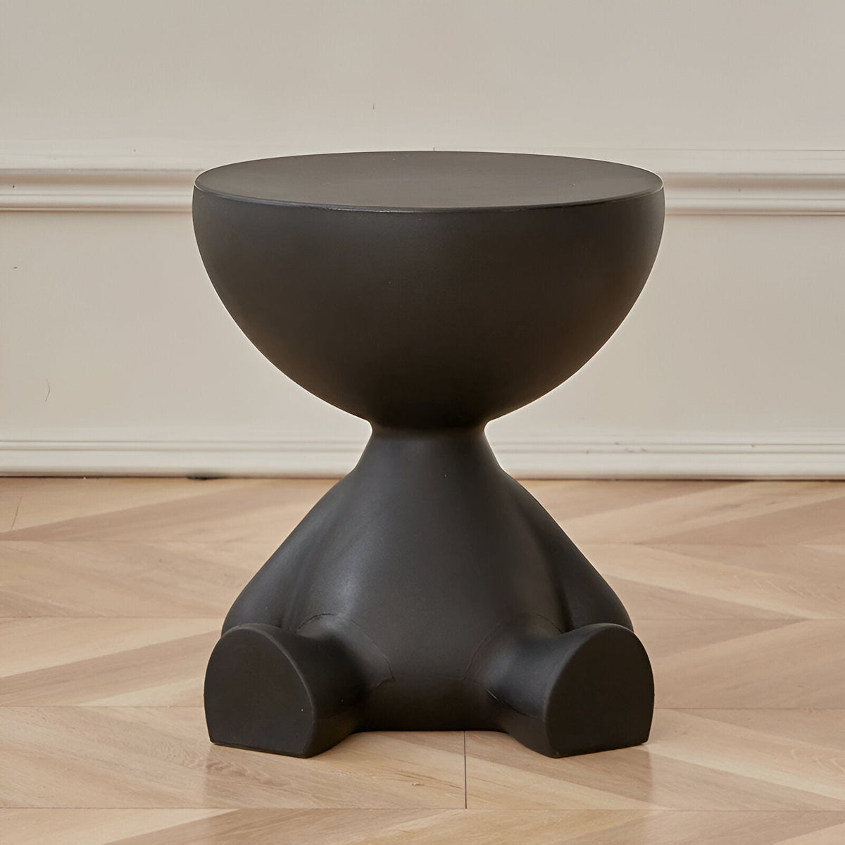 Round Side Table Plastic 37x41cm Compact Coffee Table Living Room Modern Scandinavian Design Black White | Sansoti