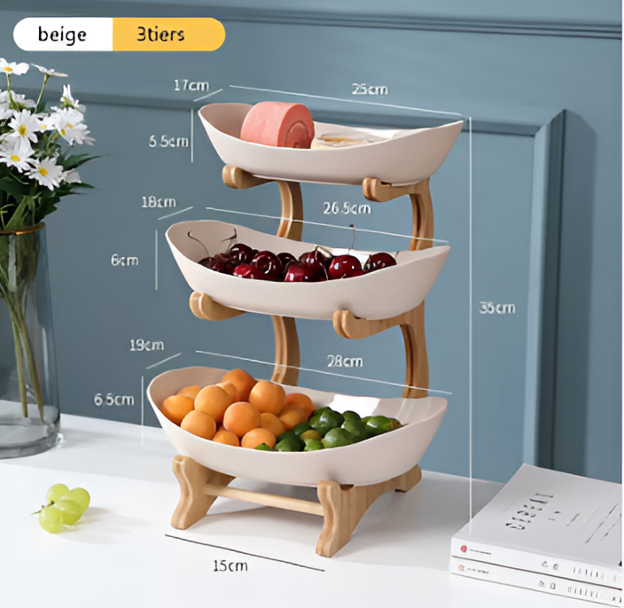 Obstkorb 3 Etagen Holzständer Mit Schalen Küchen Organizer | Restfield