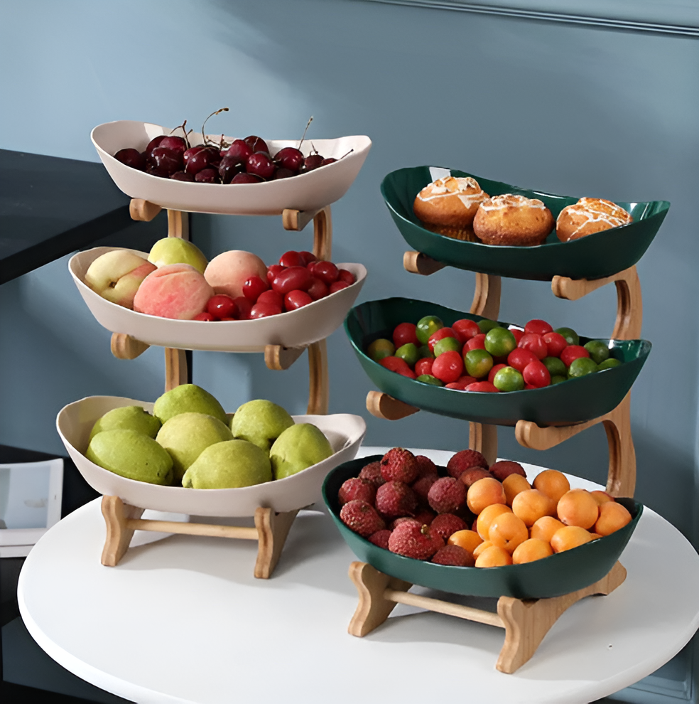 Obstkorb 3 Etagen Holzständer Mit Schalen Küchen Organizer | Restfield