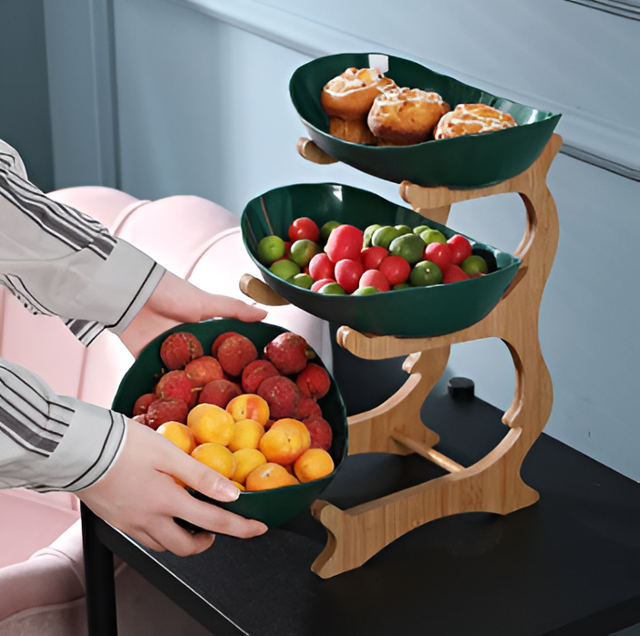 Obstkorb 3 Etagen Holzständer Mit Schalen Küchen Organizer | Restfield