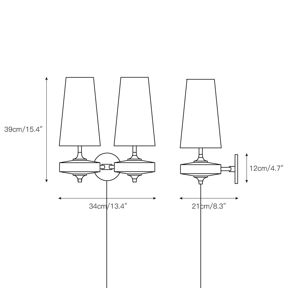 Applique Murale Design avec Prise en Bois et Laiton – Éclairage Naturel avec Abat-jour en Tissu 1 ou 2 Points Lumineux | Restfield