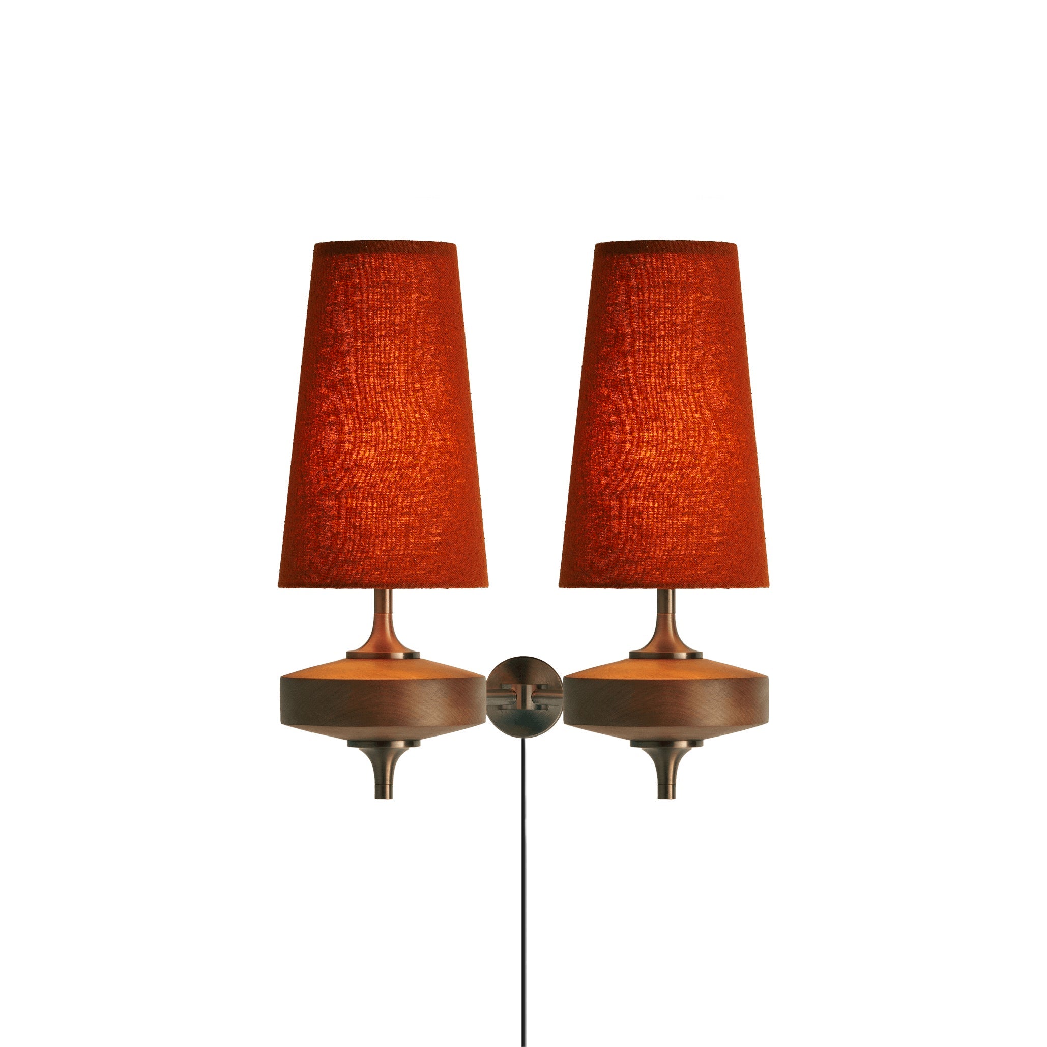 Applique Murale Design avec Prise en Bois et Laiton – Éclairage Naturel avec Abat-jour en Tissu 1 ou 2 Points Lumineux | Restfield