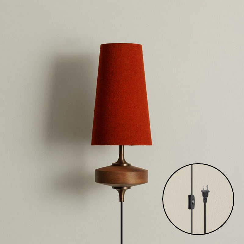 Applique Murale Design avec Prise en Bois et Laiton – Éclairage Naturel avec Abat-jour en Tissu 1 ou 2 Points Lumineux | Restfield