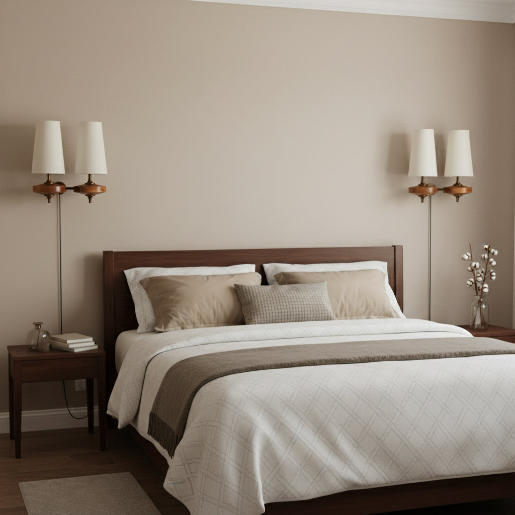 Applique Murale Design avec Prise en Bois et Laiton – Éclairage Naturel avec Abat-jour en Tissu 1 ou 2 Points Lumineux | Restfield