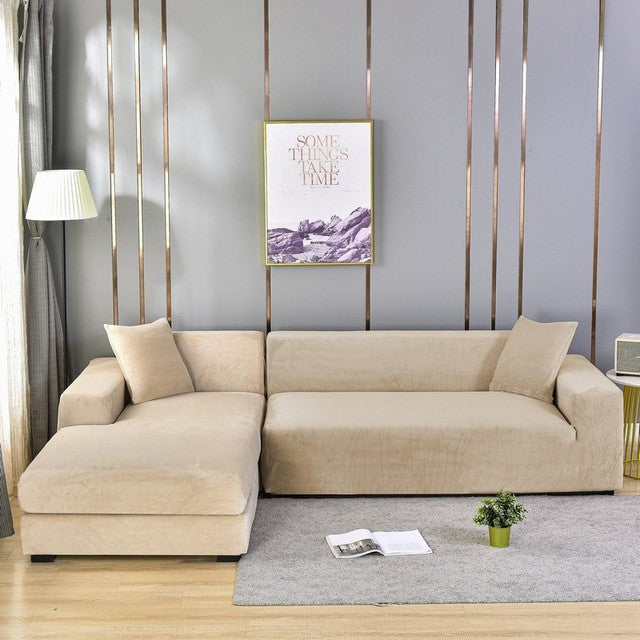Elastic Velvet Sofa Cover Full Protection for Sofa Frame Universal Fit Soft Stylish Living Room | Sansoti
