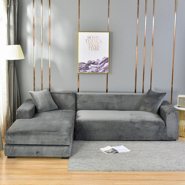 Elastic Velvet Sofa Cover Full Protection for Sofa Frame Universal Fit Soft Stylish Living Room | Sansoti