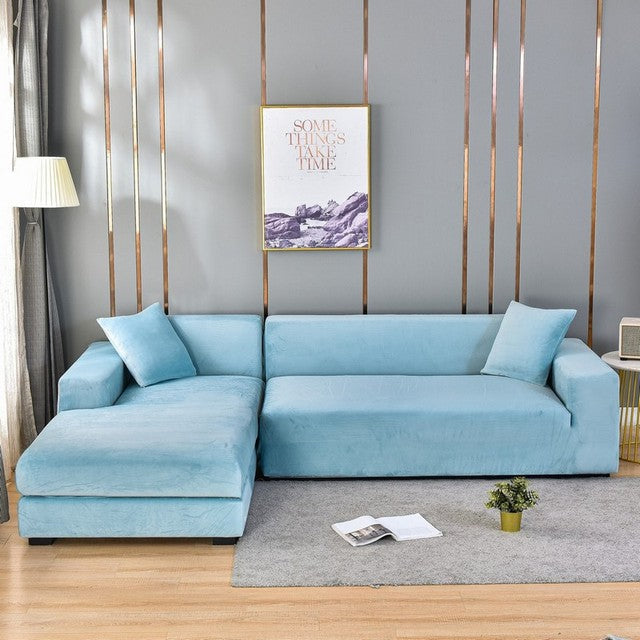 Elastic Velvet Sofa Cover Full Protection for Sofa Frame Universal Fit Soft Stylish Living Room | Sansoti