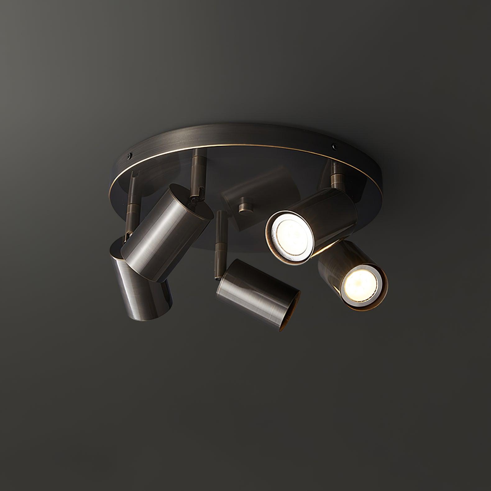Plafondlamp Metalen Vloerlamp met Messing Afwerking Industriële Kroonluchter 3 of 5 Lichtpunten GU10 Fitting 25W per Lamp Moderne Hanglamp Koperkleur Zwart | Sansoti