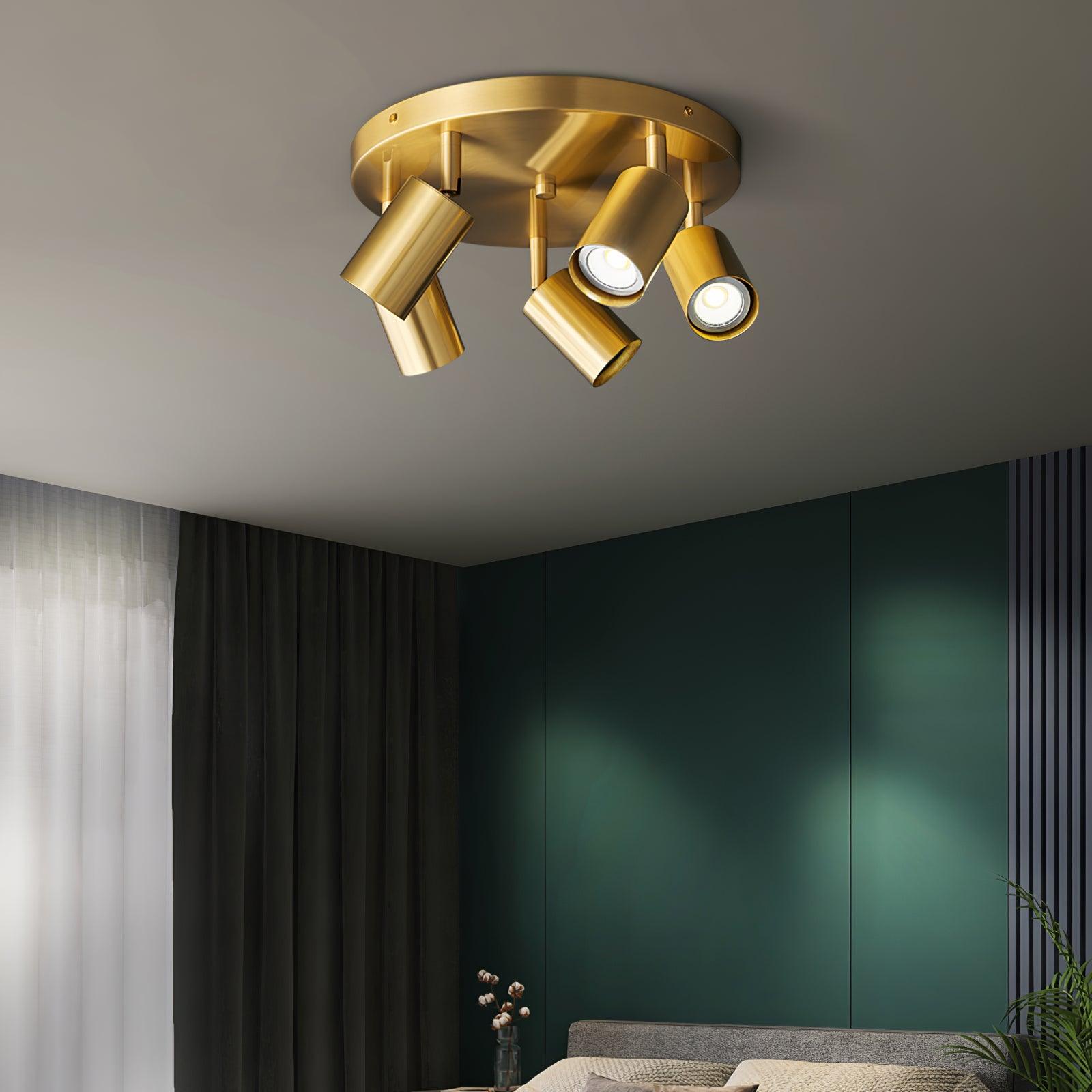 Plafondlamp Metalen Vloerlamp met Messing Afwerking Industriële Kroonluchter 3 of 5 Lichtpunten GU10 Fitting 25W per Lamp Moderne Hanglamp Koperkleur Zwart | Sansoti