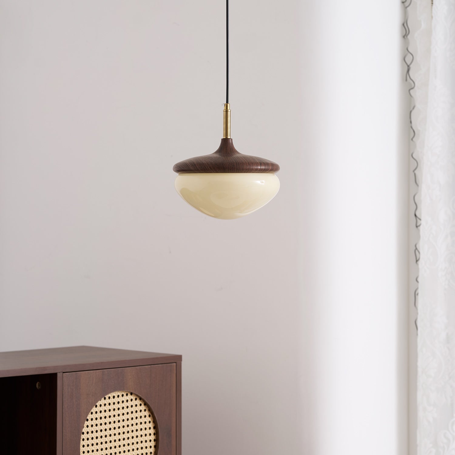 Vintage Hanglamp Metaal en Glas Beige-Goud 22 cm Scandinavische Sfeer Eetkamer Woonkamer | Sansoti