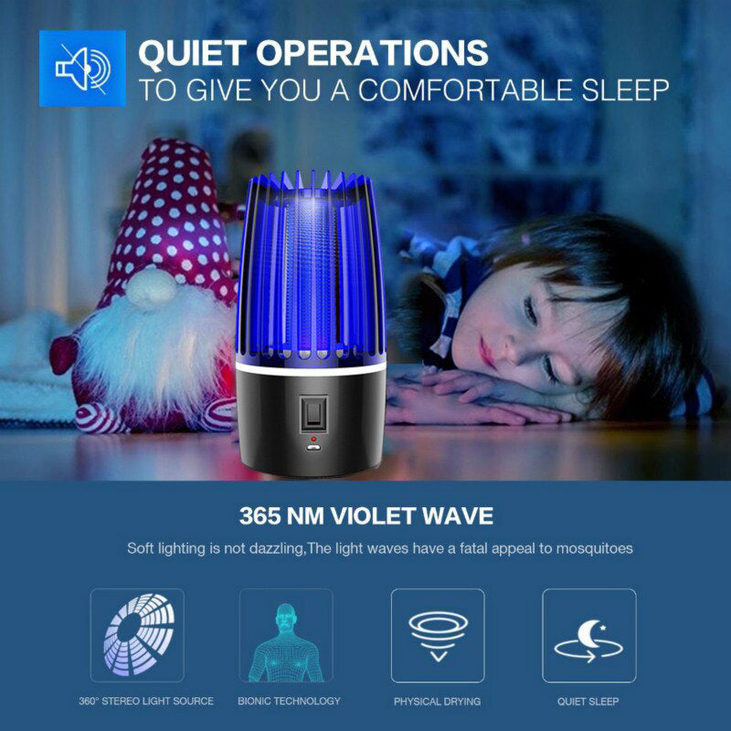 Oplaadbare Muggenval met LED Lamp 2-in-1 voor Binnen en Buiten 360 Graden Werking USB Insectenverdelger | Sansoti