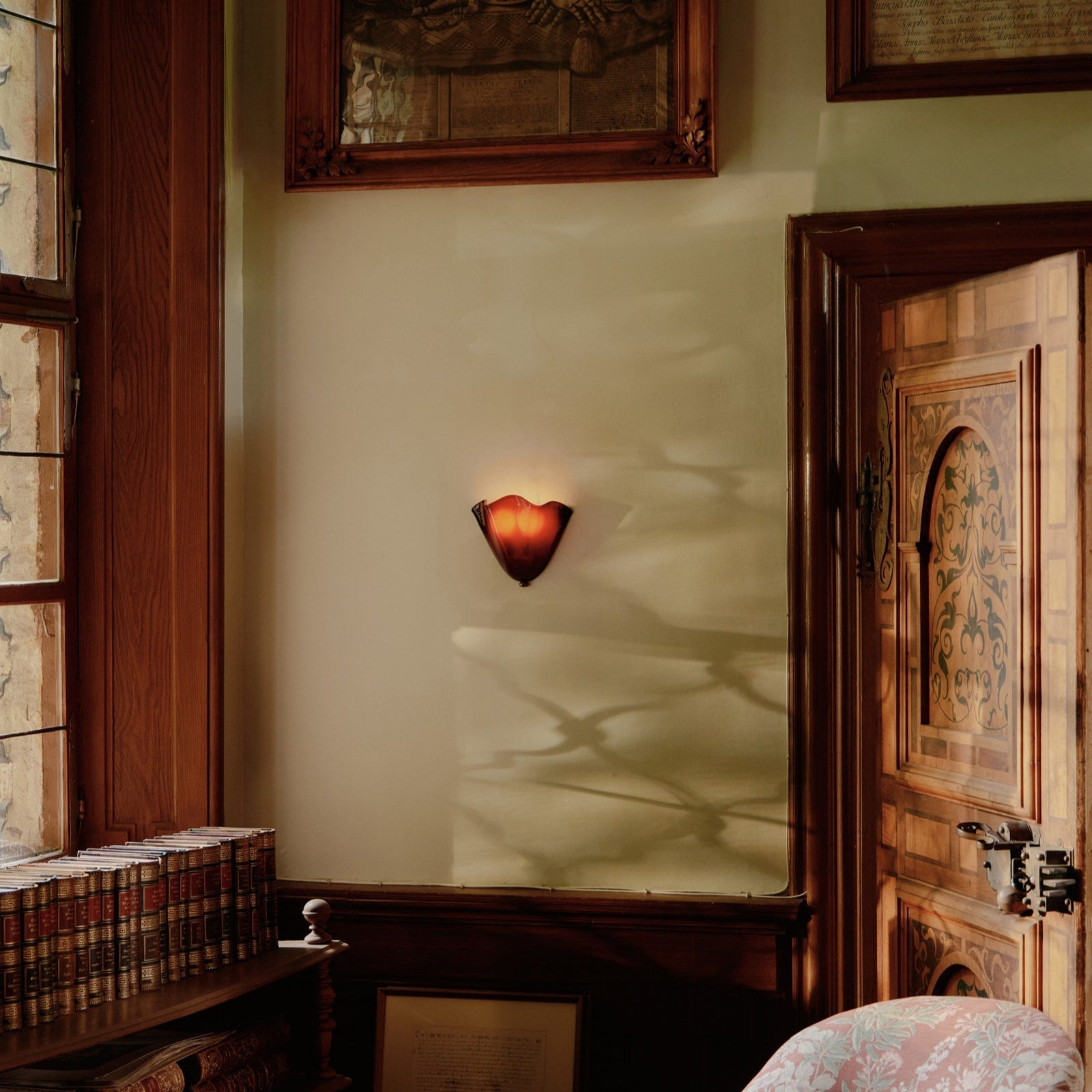 Wandlamp Glas In Lood Retro Art Deco Schelp 28cm E14 | Sansoti