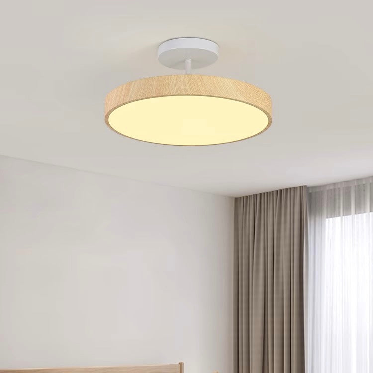 LED-Deckenleuchte Holzoptik Gold Rund Halbaufbau Wohnzimmer Schlafzimmer Esszimmer Design Deckenbeleuchtung | Restfield