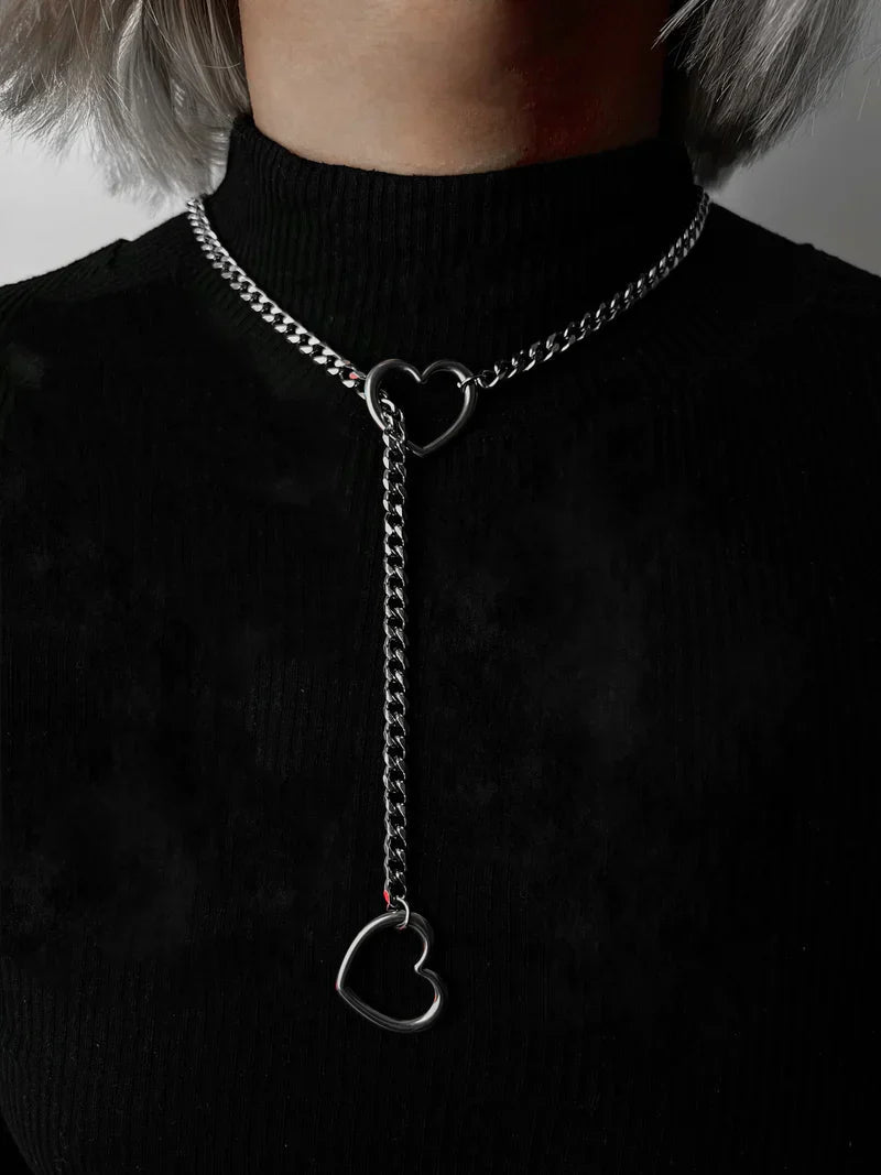 Hartvormige Schakelketting RVS Unisex Handgemaakt Cuban Link 3 Kleuren Lijn Design | Sansoti