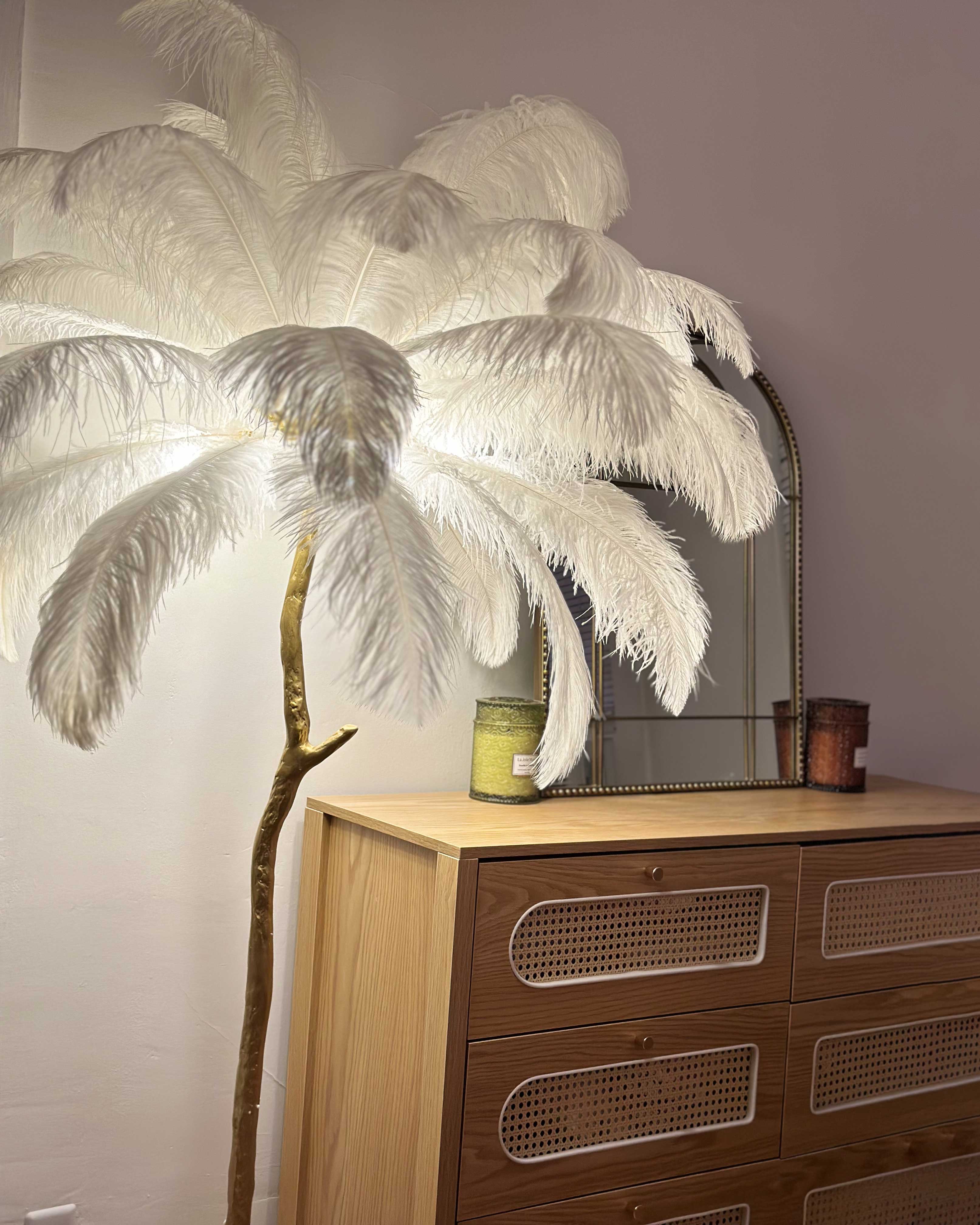 Lampadaire Plumes Palmier Résine Décoratif Blanc Chaud Salon Chambre Lampadaire | Restfield