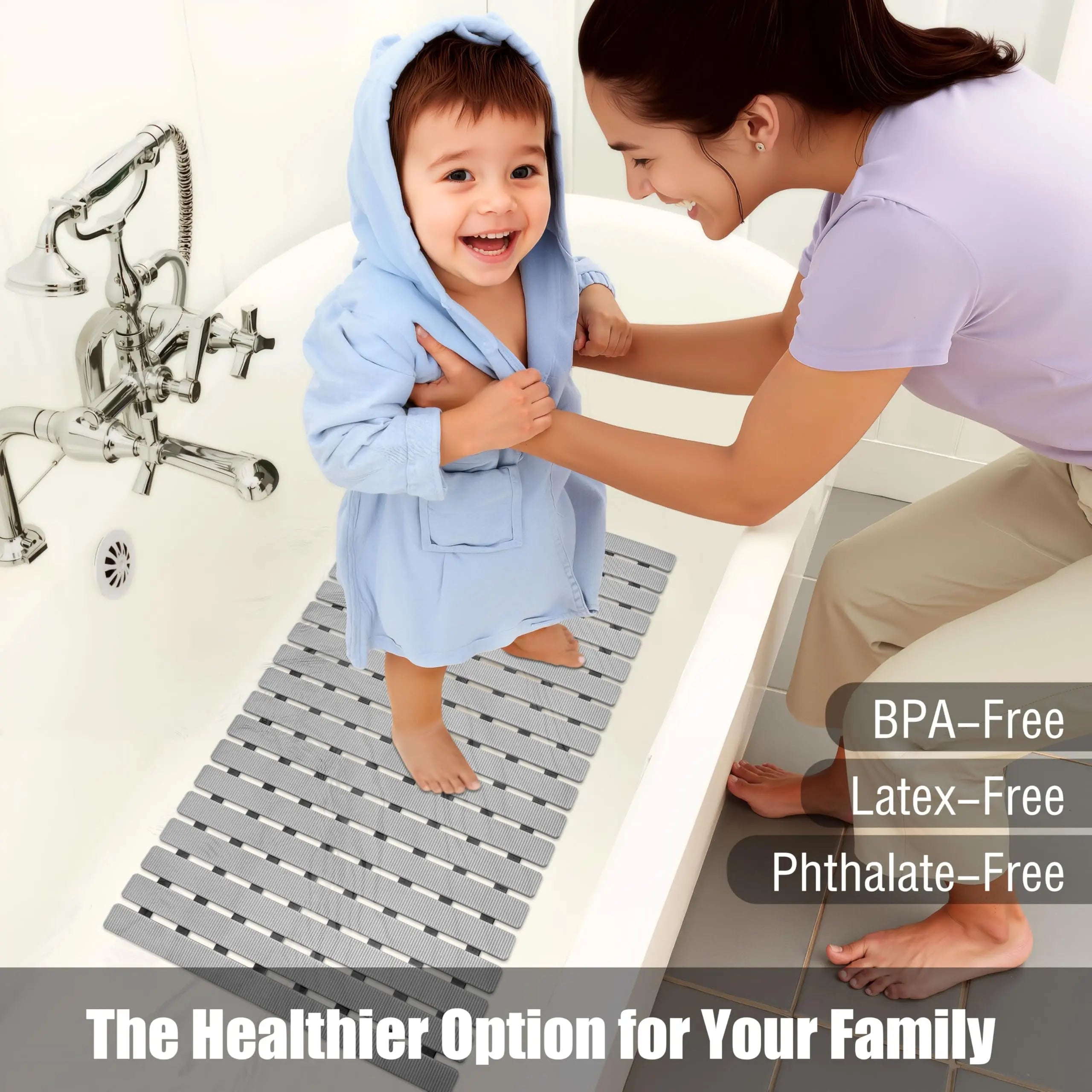 Antislip Badmat met Zuignappen en Drainagegaten 40×63 cm voor Veilig Douchen | Sansoti