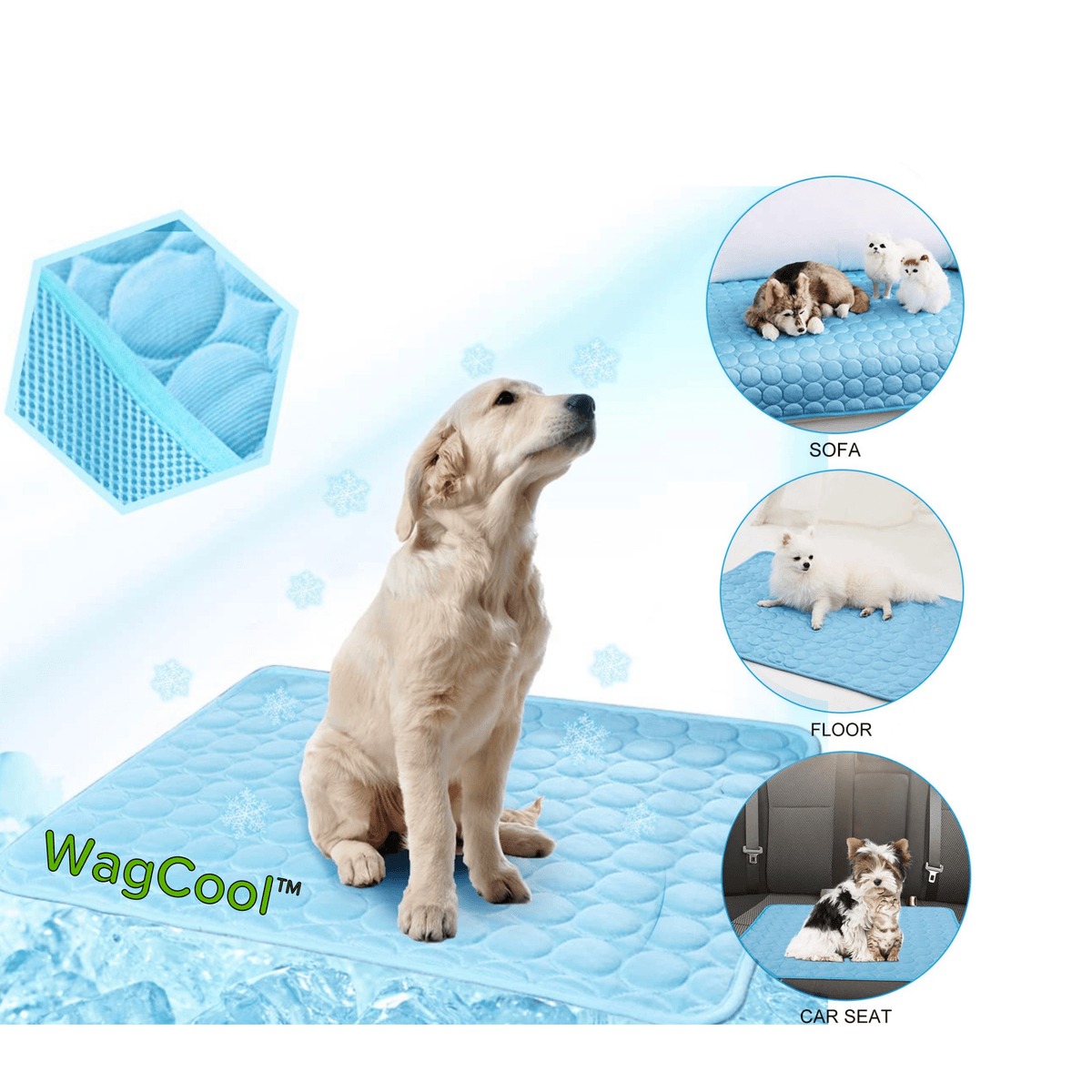 Tapis rafraîchissant pour animaux, refroidissement activé par pression, face glacée, chiens et chats, intérieur et extérieur, confort estival | Sansoti