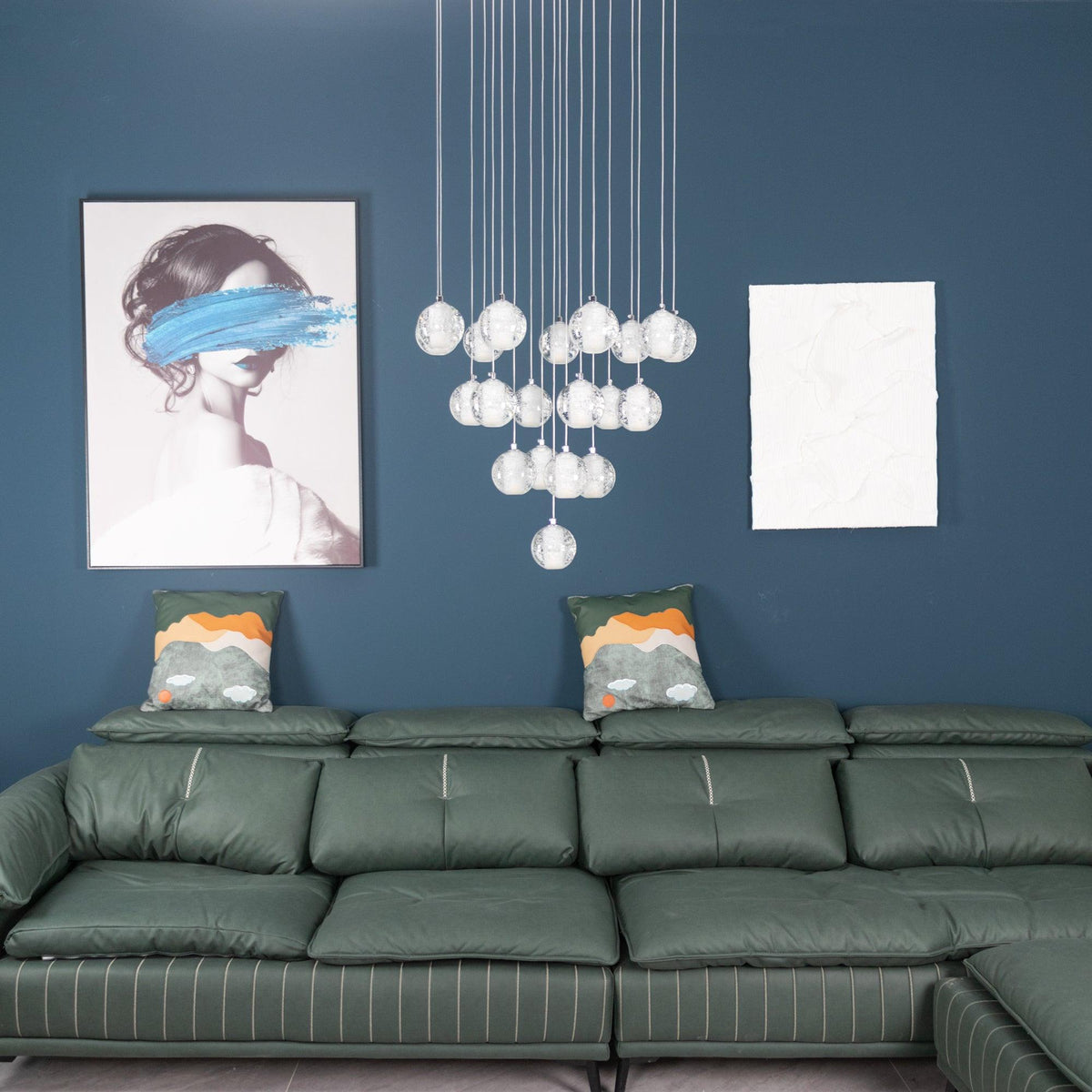 Crystal Cluster Pendant Lights Multiple Spheres Chrome Ceiling Lighting Modern Design Dining Room Living Room | Sansoti
