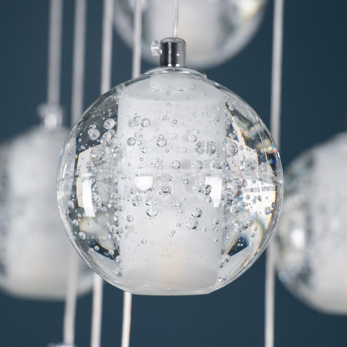 Crystal Cluster Pendant Lights Multiple Spheres Chrome Ceiling Lighting Modern Design Dining Room Living Room | Sansoti