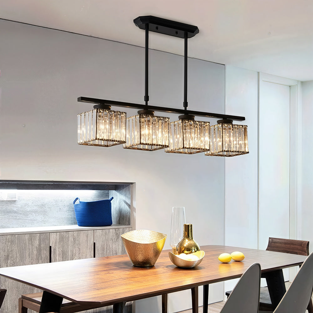 Hanglamp Eettafel Glas Zwart Goud 3 Of 4 Lichts E27 Modern | Sansoti
