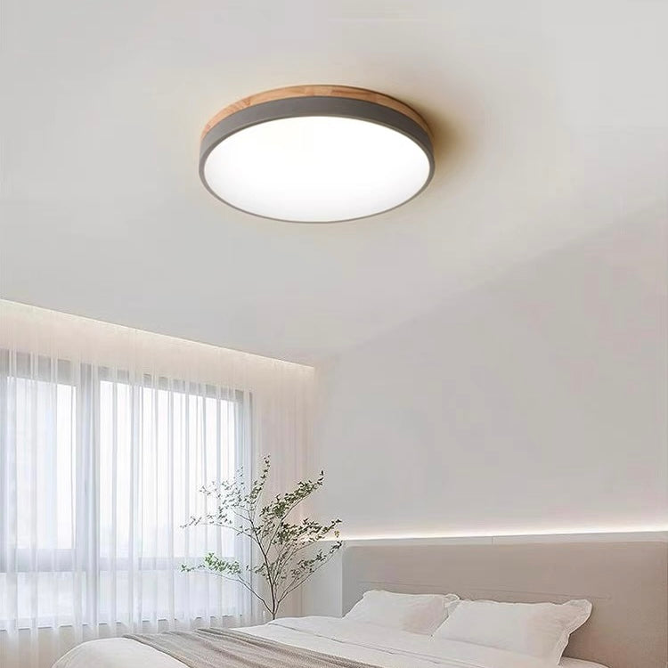 Ronde Plafondlamp met LED en Natuurlijk Hout — Scandinavisch Design met Dimfunctie | Sansoti