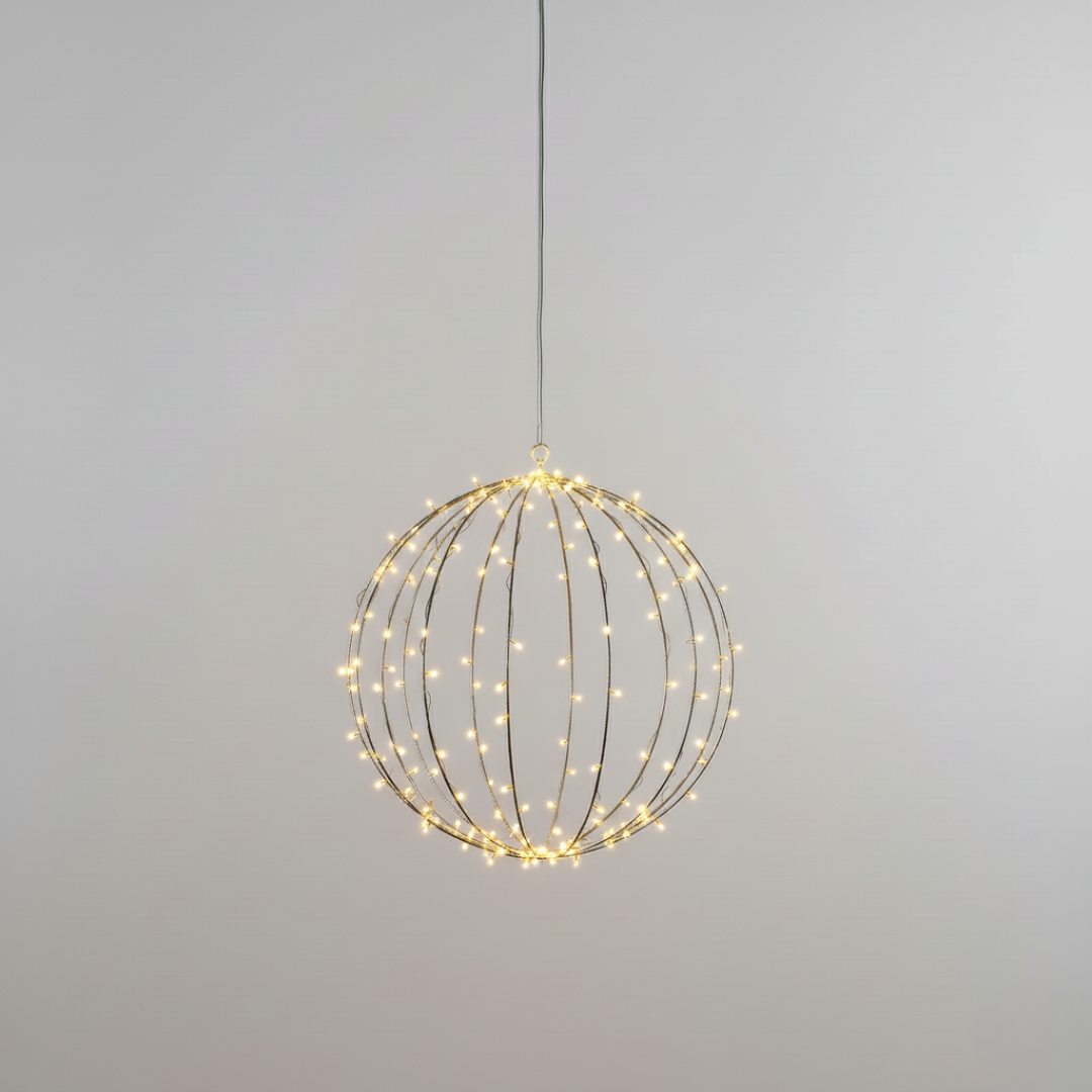 LED Ambient Light Ball Ø 30 cm Wireless Battery-Powered Metal Frame Foldable Decorative Mood Lighting Indoor Outdoor | Sansoti