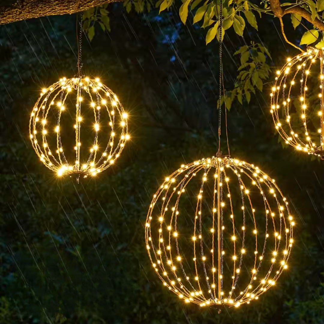 LED Ambient Light Ball Ø 30 cm Wireless Battery-Powered Metal Frame Foldable Decorative Mood Lighting Indoor Outdoor | Sansoti