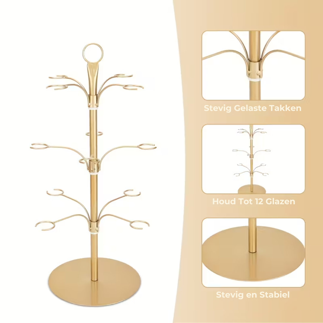 Metall-Gläserständer 63cm für 12 Gläser Champagner-Cocktail-Wein Festtafel Weihnachtsumtrunk Dekoratives Centerpiece | Sansoti