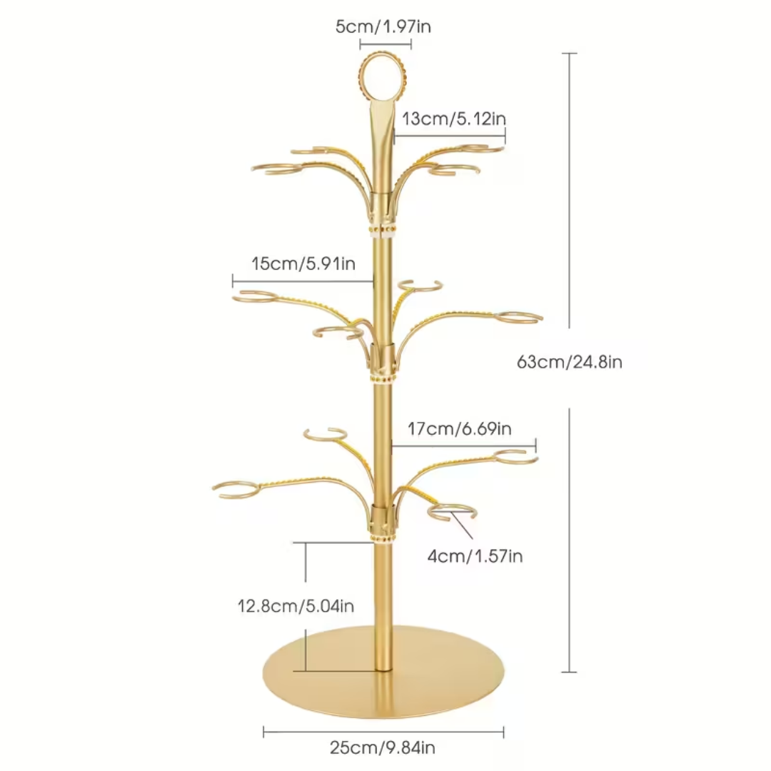 Metall-Gläserständer 63cm für 12 Gläser Champagner-Cocktail-Wein Festtafel Weihnachtsumtrunk Dekoratives Centerpiece | Sansoti
