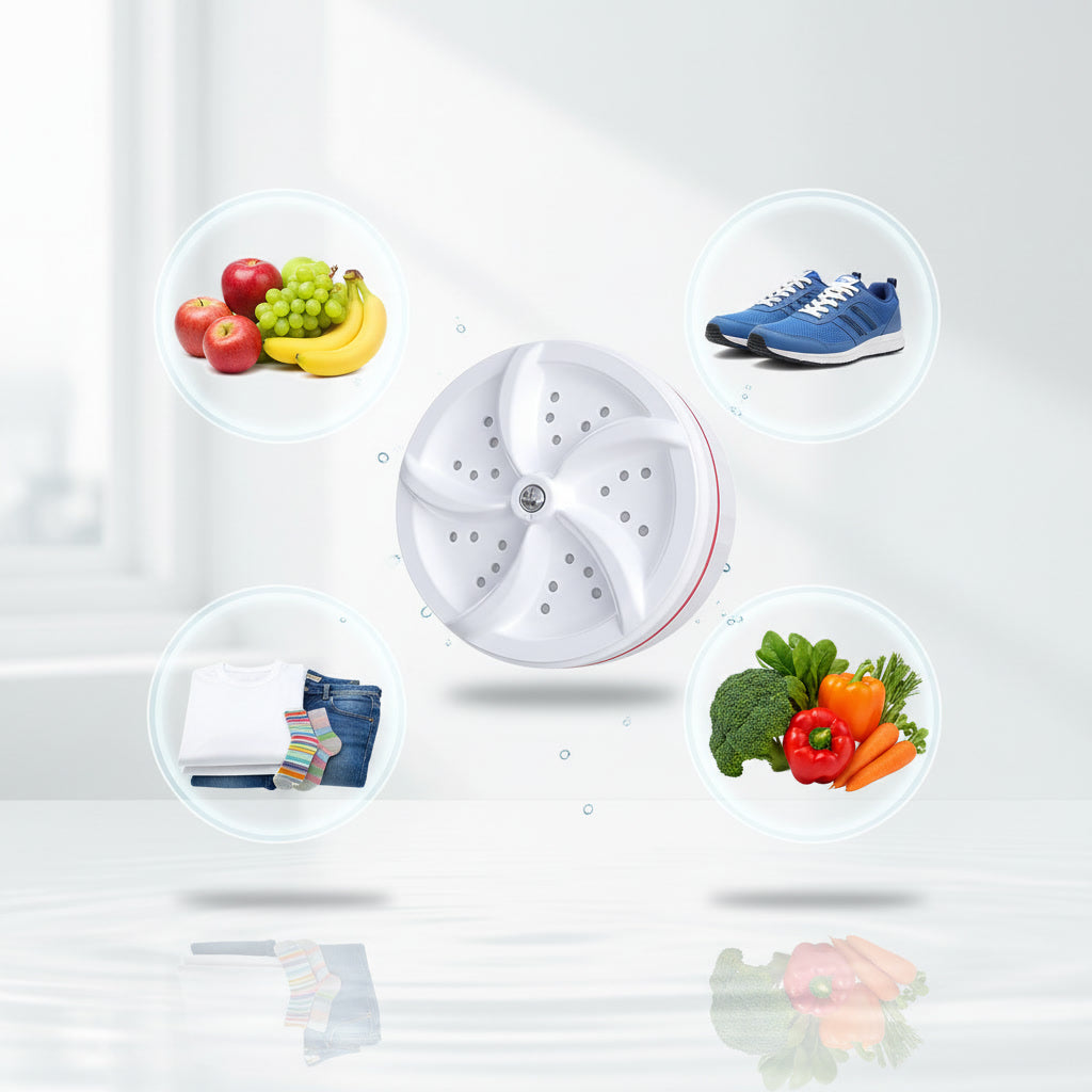 Portable Mini Washing Machine 10x10cm White ABS 4 Wash Modes for Camping Travel Home Underwear Small Laundry | Sansoti