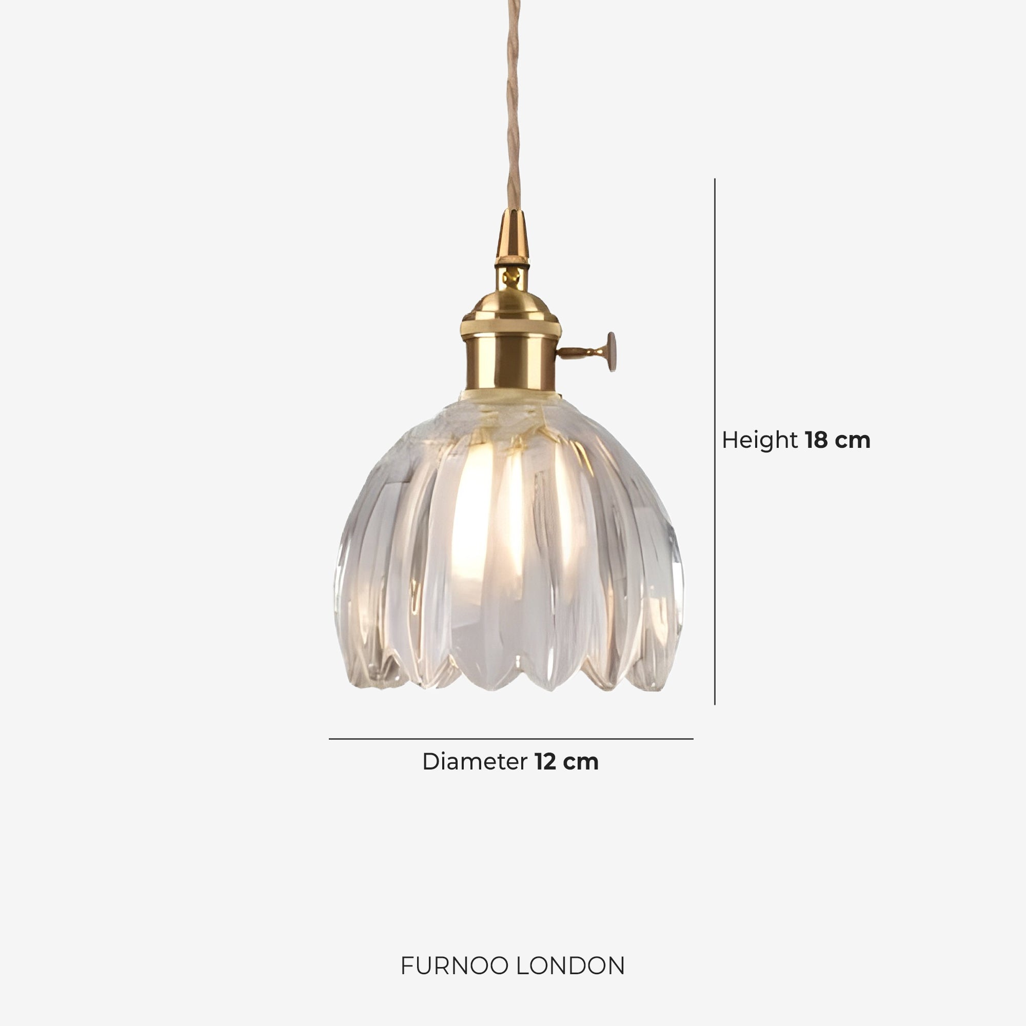 MAREN Hanglamp – Japanse Bloemvormige Glazen Lamp met Zacht Diffuus Licht – Verkrijgbaar in Groen, Transparant, Amber en Rookgrijs – Ø12cm x H18cm | Sansoti