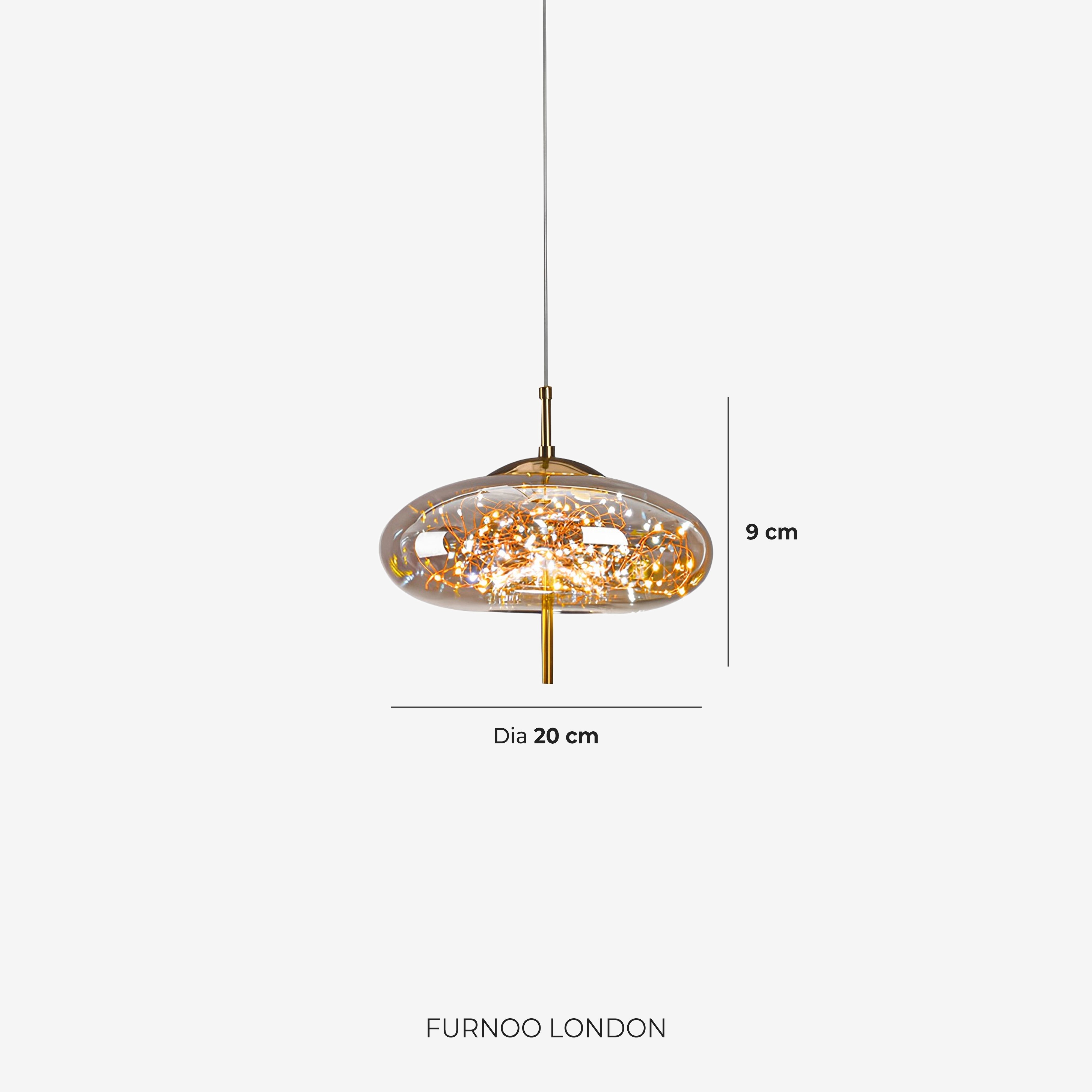 Glazen hanglamp LIV met rookachtige afwerking en warm wit licht – scandinavisch design met handafgewerkt glas – 3 maten beschikbaar | Sansoti