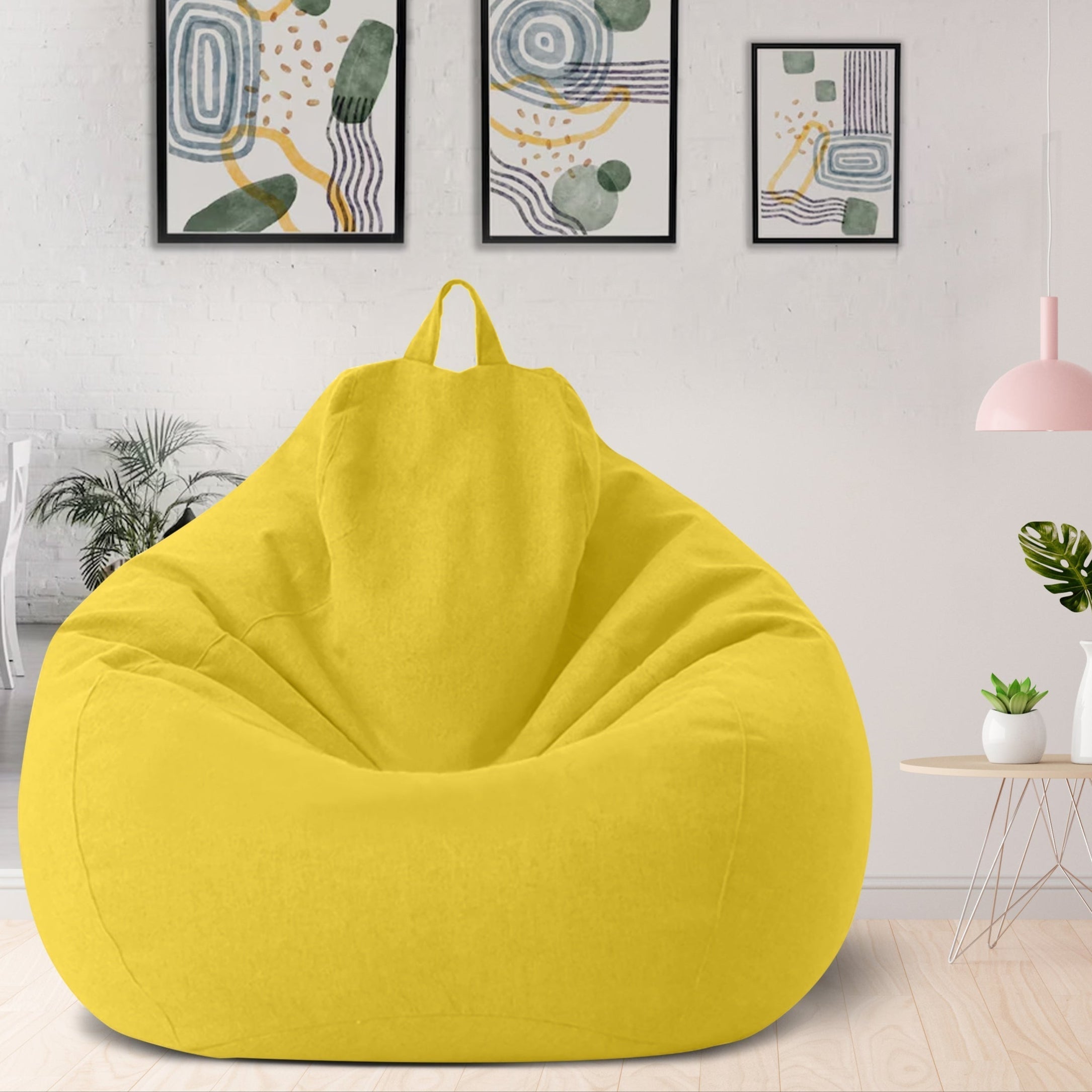 Afneembare Zitzakhoes XL Linnen-Look Wasbaar Lounge Relaxhoes Ergonomisch Comfort Vulbaar Zitzak Overtrek | Sansoti