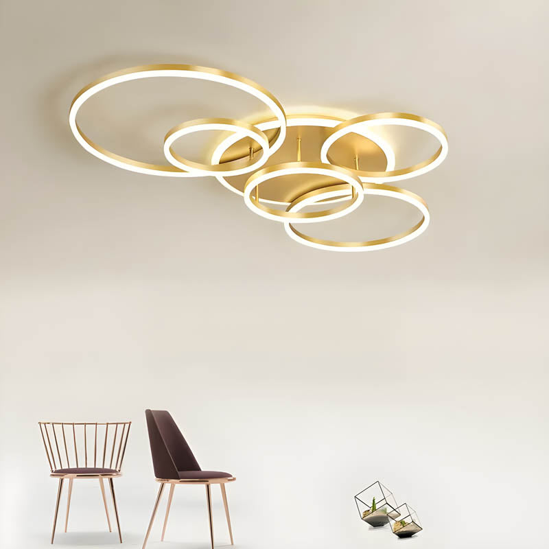 Moderne Deckenleuchte LED Aluminium Schwarz Wohnzimmer Schlafzimmer Design Beleuchtung Ringe minimalistisch | Restfield