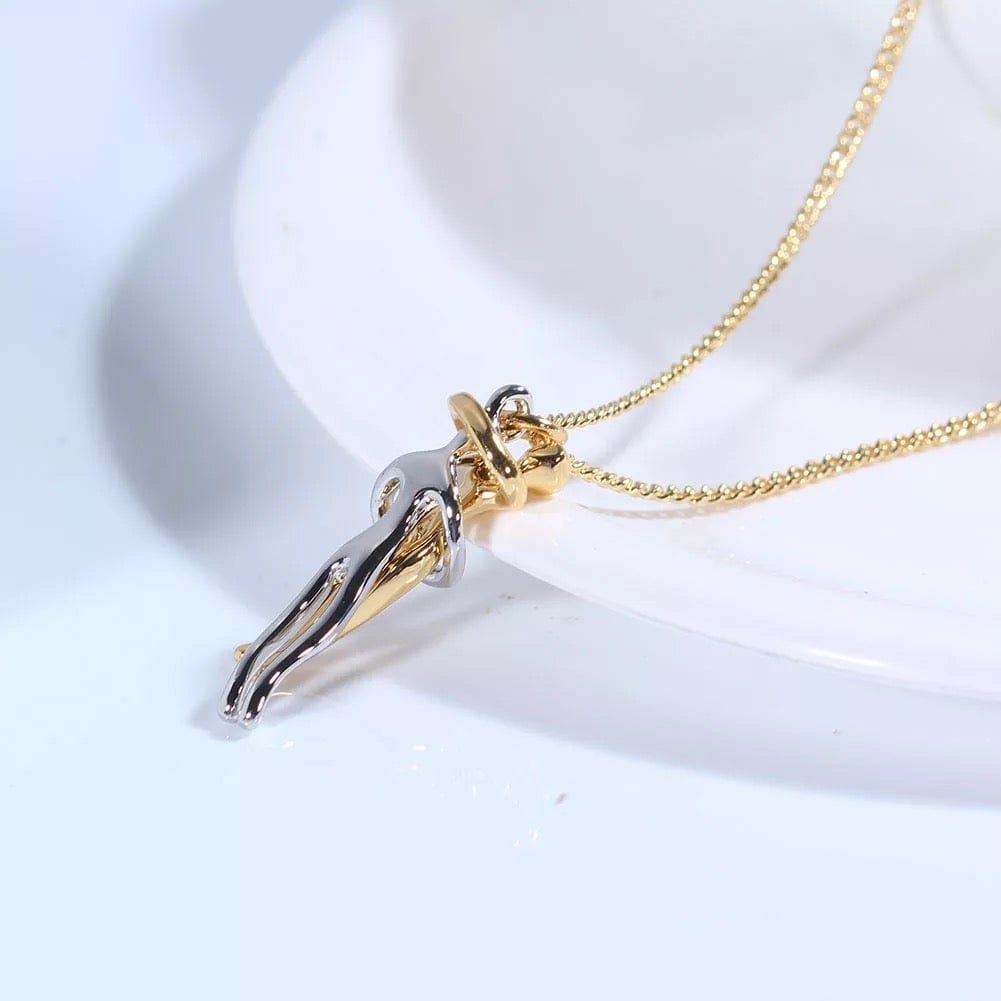 Collier pour partenaire avec pendentif enlacé, chaîne réglable de 42 cm, doré ou argenté, pour couples et amoureux | Sansoti