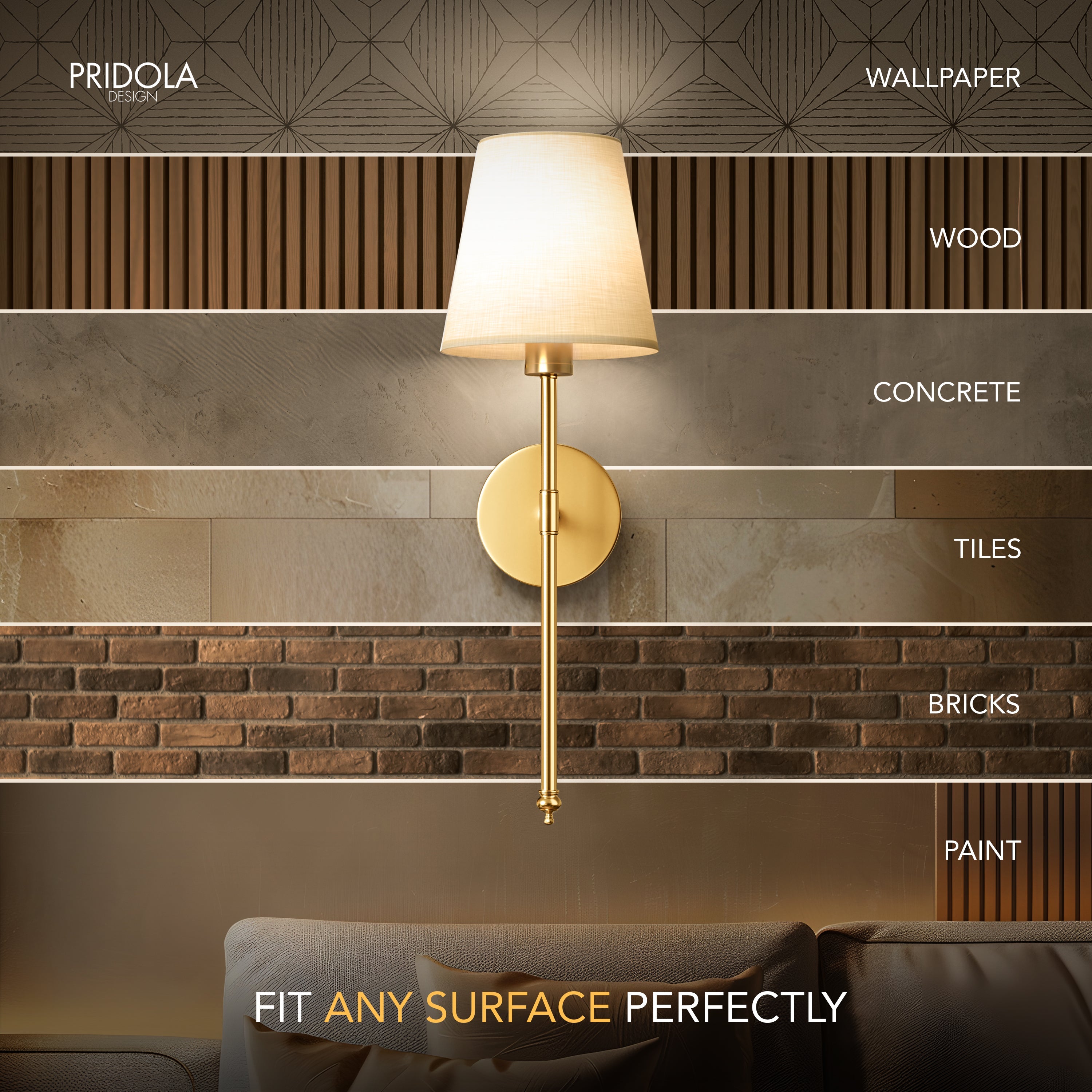 Applique murale sans perçage Sans fil 2 pièces Télécommande Dimmable Température de couleur réglable | Restfield